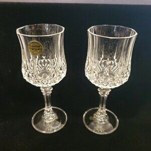 Set Of 2 CRISTAL D'ARQUES France Longchamp 24% Lead Crystal Wine Glasses 6.5”'